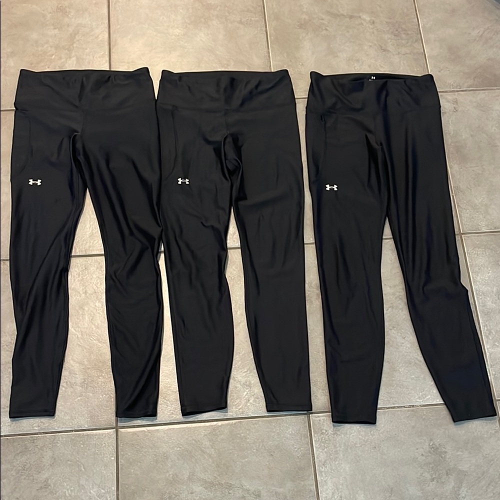 3 pairs!! Under Armour Jet Black Active Compression Leggings